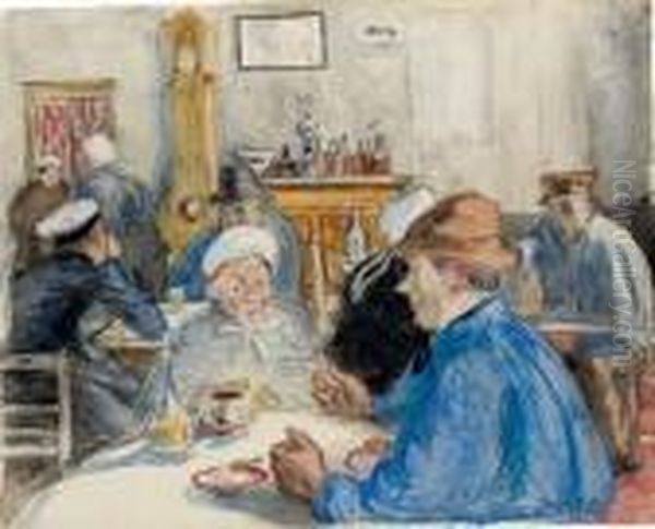 Au Cafe Oil Painting by Raoul Dufy