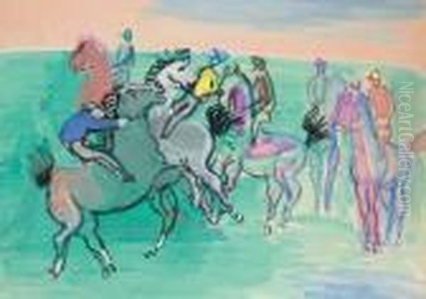 Chevaux De Course Oil Painting by Raoul Dufy