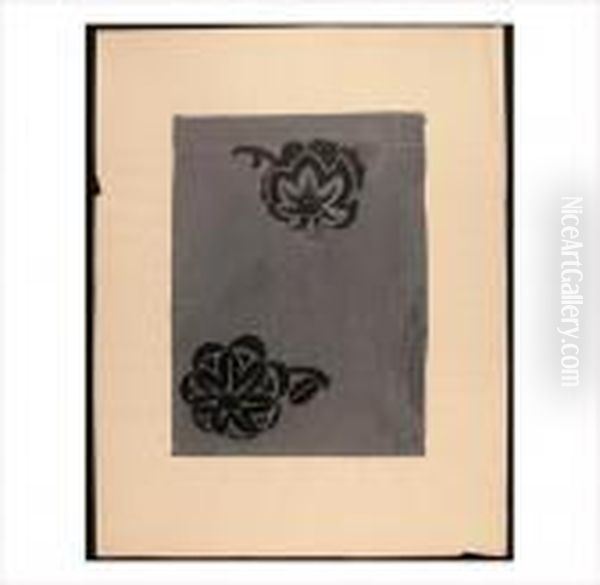 Pivoines Noires, Fond Gris Oil Painting by Raoul Dufy