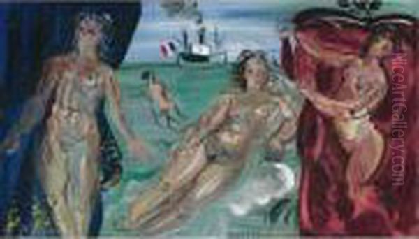 Trois Nus Au Cargo Oil Painting by Raoul Dufy