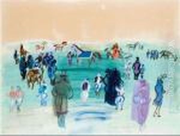 La Pelouse A Epsom, 1933. Oil Painting by Raoul Dufy