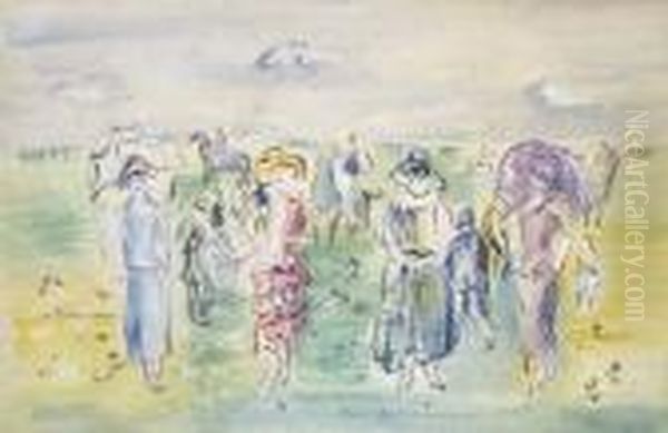 Elegantes Aux Courses Oil Painting by Raoul Dufy