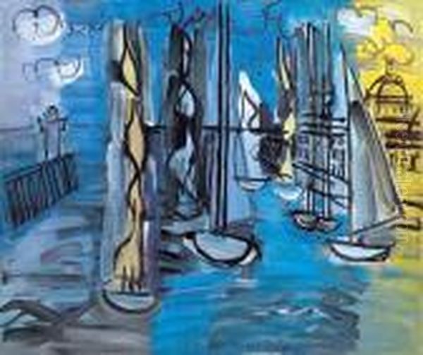 Bateaux Bleus Oil Painting by Raoul Dufy