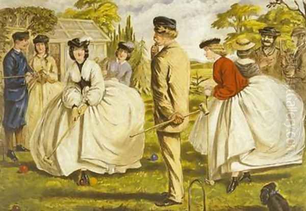 A Nice Game for Two or More Oil Painting by John Leech