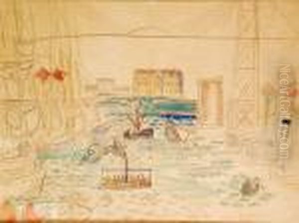 Le Vieux Port De Marseille, Circa 1920 Oil Painting by Raoul Dufy