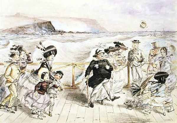 A bracing day at the seaside Oil Painting by John Leech