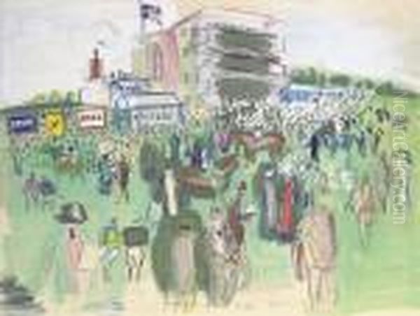 Le Champ De Courses A Epsom Oil Painting by Raoul Dufy