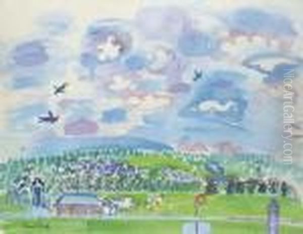 Le Champ De Courses De Deauville, Le Meeting Aerien Oil Painting by Raoul Dufy