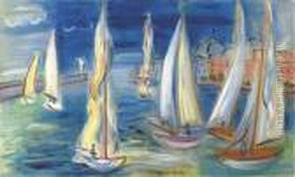 Regates A Deauville Oil Painting by Raoul Dufy