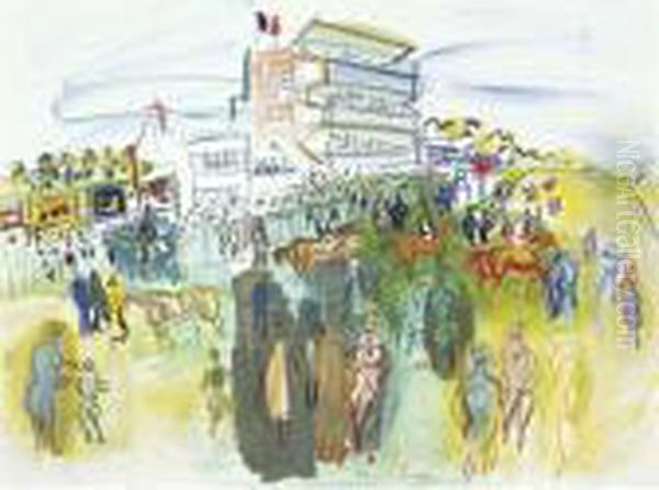 Courses A Epsom Oil Painting by Raoul Dufy