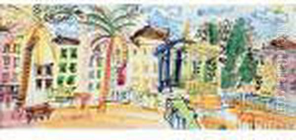 Place Et Palmiers Oil Painting by Raoul Dufy