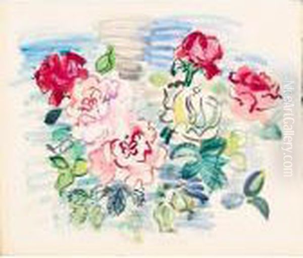 Bouquet De Roses Oil Painting by Raoul Dufy