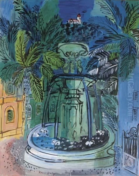 La Fontaine A Hyeres Oil Painting by Raoul Dufy