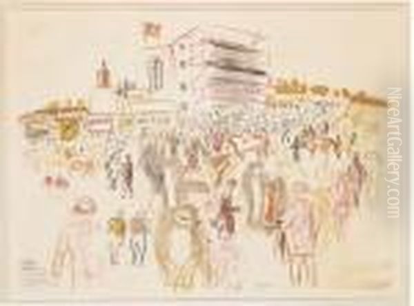 Champs De Course D'epsom Oil Painting by Raoul Dufy