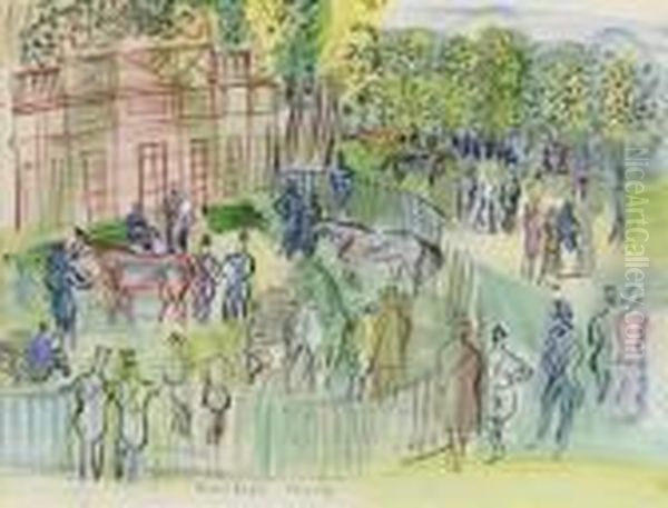 Paddock A Chantilly Oil Painting by Raoul Dufy