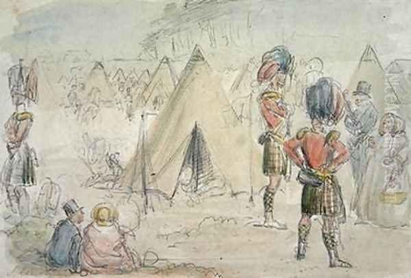 Highland Regiment in Camp Oil Painting by John Leech