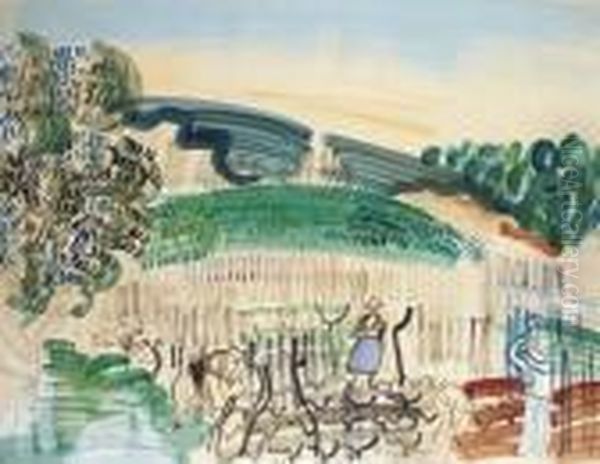 Les Vignerons En Provence Oil Painting by Raoul Dufy