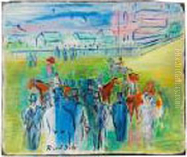 Courses A Epsom Oil Painting by Raoul Dufy