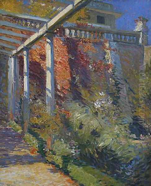 Sunken Garden Beneath Wall, Villa Francesca, Setauket, Long Island, 1925 Oil Painting by William de Leftwich Dodge