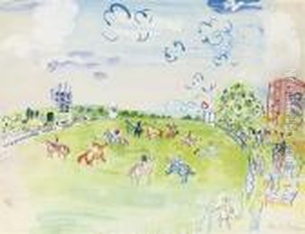 Le Champ De Courses A Ascot Oil Painting by Raoul Dufy