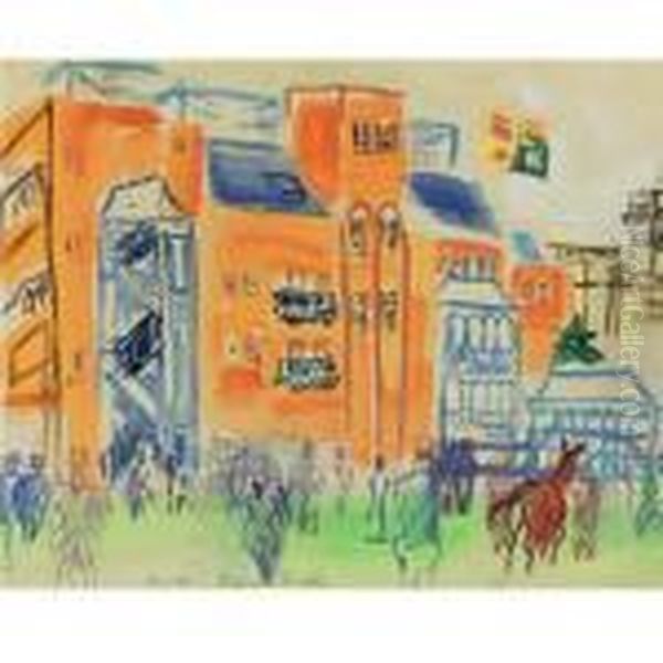 Ascot, Les Tribunes Oil Painting by Raoul Dufy