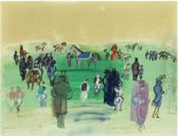 La Pelouse A Epsom Oil Painting by Raoul Dufy