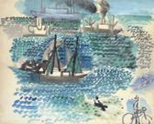 Bateaux Au Port Oil Painting by Raoul Dufy