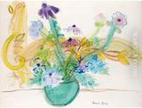 Anemones Au Vase Vert Oil Painting by Raoul Dufy