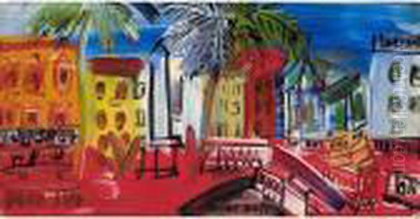 Kiosque A Musique Sur La Place D'hyeres Oil Painting by Raoul Dufy