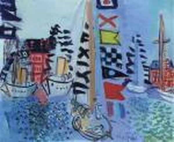 Bateaux Au Port Oil Painting by Raoul Dufy