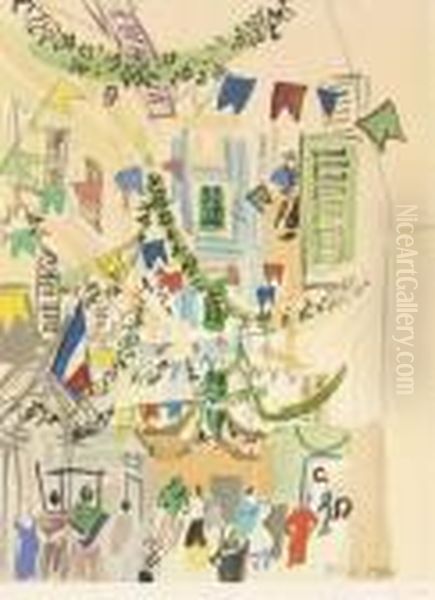 Scene De Rue Oil Painting by Raoul Dufy