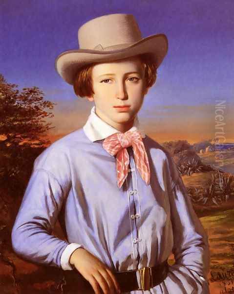 Jeune Homme Au Chapeau (Young Man with a Hat) Oil Painting by Francois Laurent