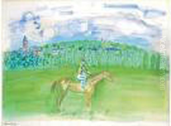 Cheval Et Son Jockey A Deauville Oil Painting by Raoul Dufy