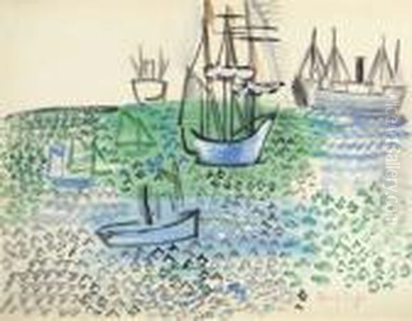 Bateaux En Mer Oil Painting by Raoul Dufy