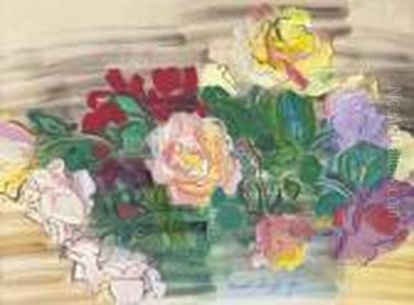 Les Roses Oil Painting by Raoul Dufy