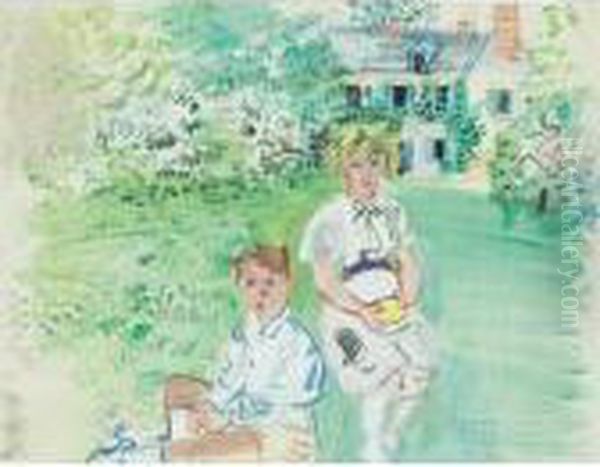 Enfants Dans Le Parc A Hardancourt Oil Painting by Raoul Dufy