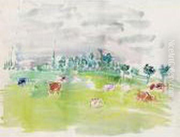 Troupeau Dans La Prairie Oil Painting by Raoul Dufy