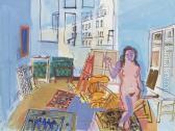 Nu Debout Dans L'atelier De L'impasse De Guelma Oil Painting by Raoul Dufy