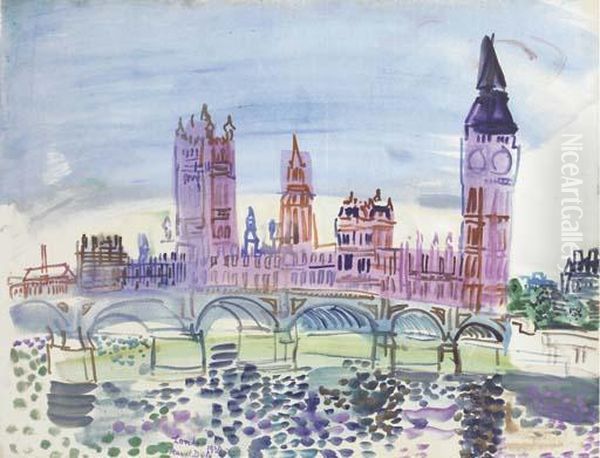 Houses Of Parliament, London Oil Painting by Raoul Dufy