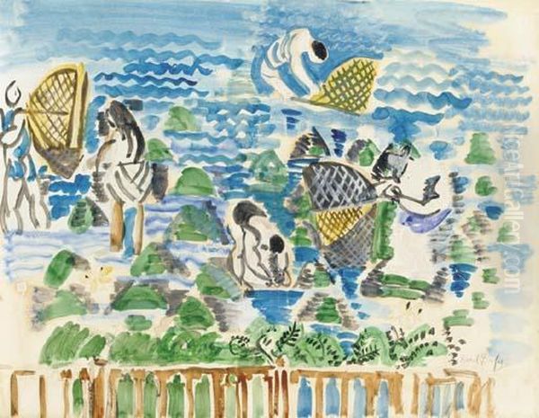 Les Pecheurs De Crevettes Oil Painting by Raoul Dufy