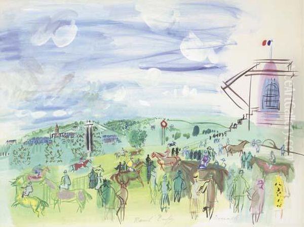 Courses A Deauville Oil Painting by Raoul Dufy