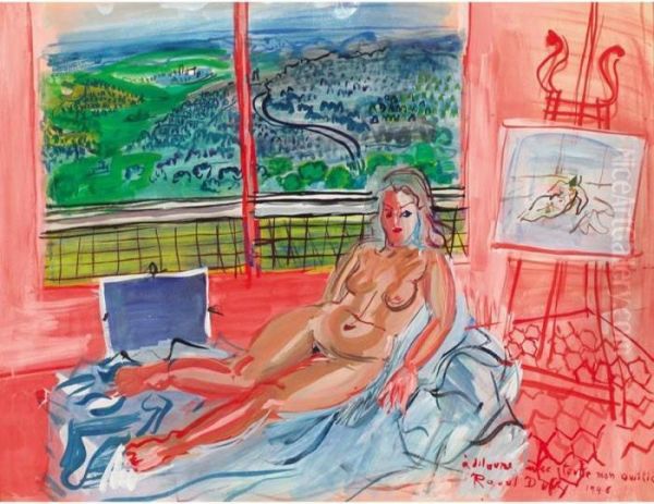 Nu Dans L'atelier De Vence Oil Painting by Raoul Dufy