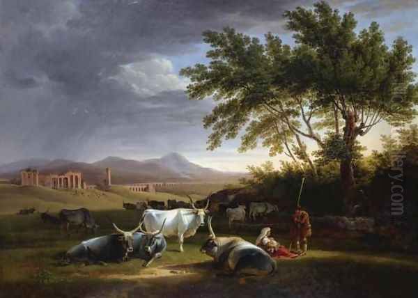 Roman Campagna with the Acquedotto Claudio in the Distance Oil Painting by Mathias Gabriel Lory