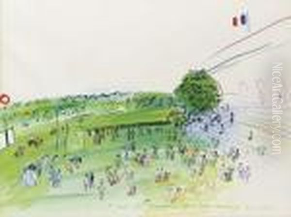 Le Champ De Courses De Deauville Oil Painting by Raoul Dufy