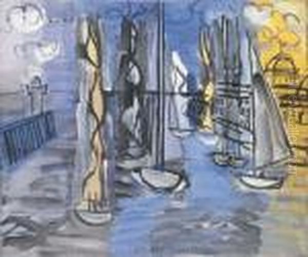 Bateaux Bleus Oil Painting by Raoul Dufy