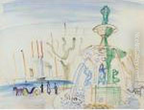 Fontaine A Cannes Oil Painting by Raoul Dufy