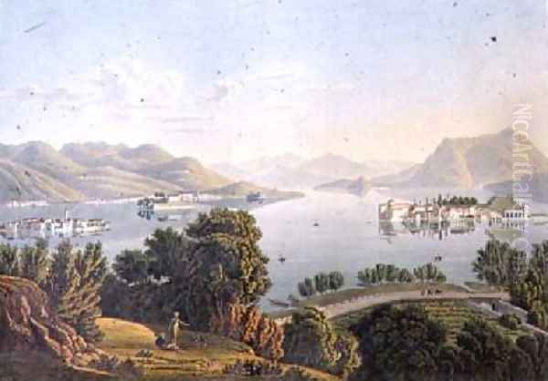 View of Lake Maggiore and the Borromean Islands Oil Painting by Mathias Gabriel Lory