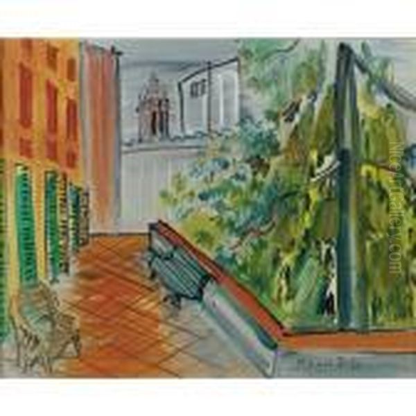 Le Jardin A Caldas De Montbuy, Au Soleil Oil Painting by Raoul Dufy