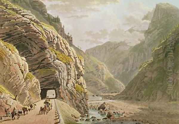 View of the Galerie dAlgaby near the Valais Border 1811 Oil Painting by Mathias Gabriel Lory