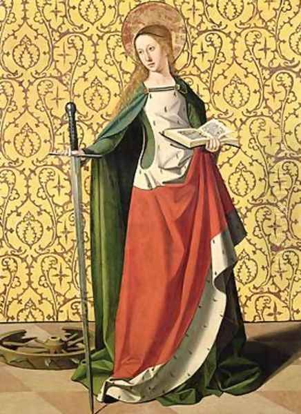 St Catherine of Alexandria Oil Painting by Josse Lieferinxe